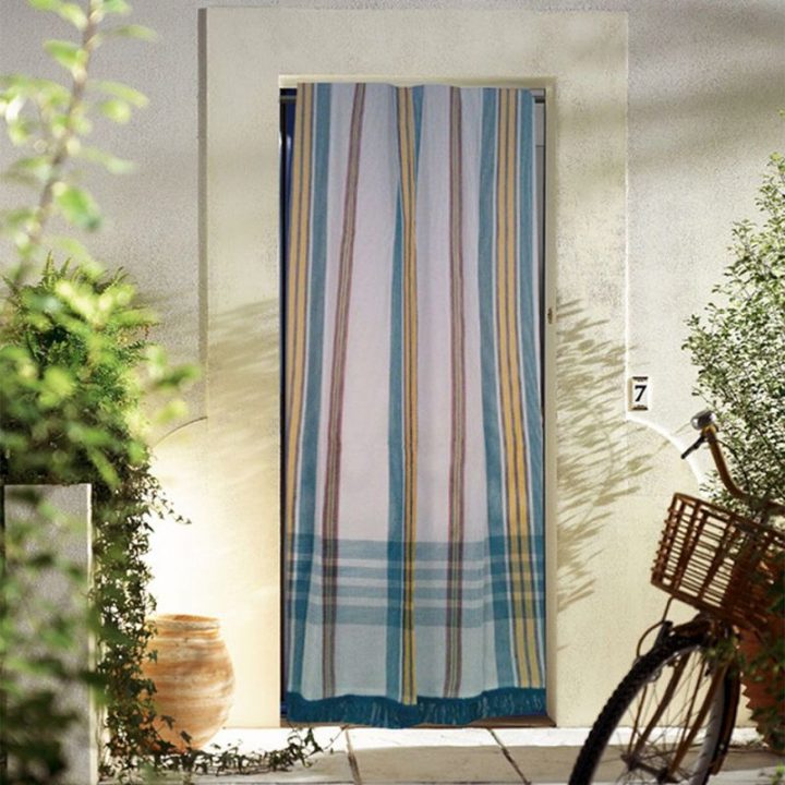 Rideau De Porte "Marseillais" À Rayures D'Antan Vert 140 X à Rideau De Porte Exterieur