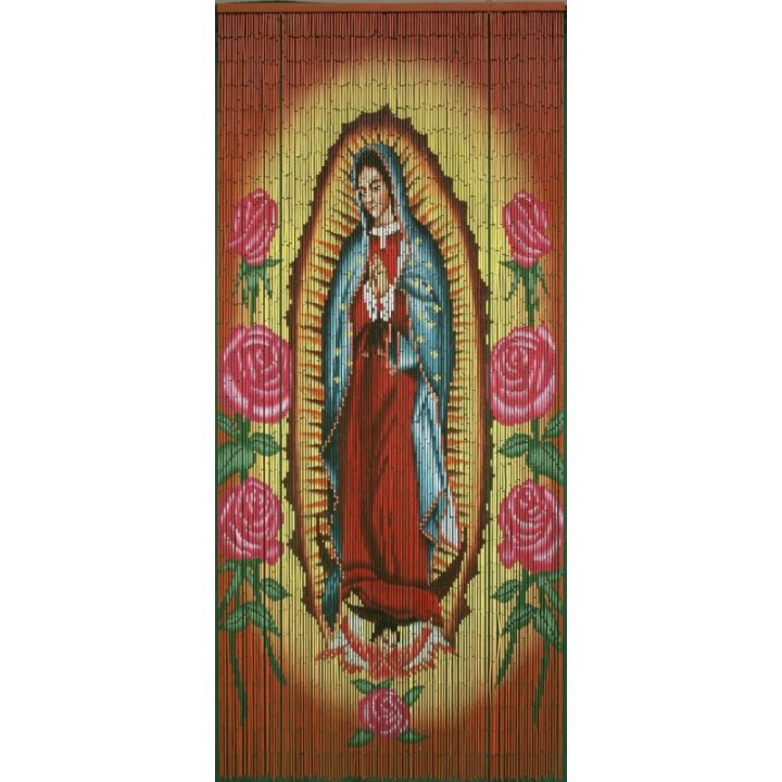 Rideau De Porte Vierge De Guadalupe – Perles En Bambou encequiconcerne Rideau Porte Bambou