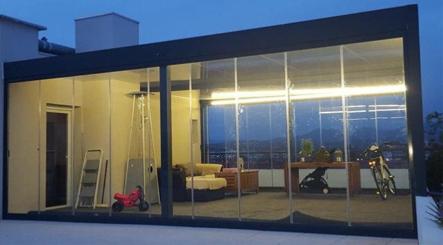 Rideau De Verre Rabattable – Accessoire Pergola Bioclimatique concernant Rideau De Verre Pour Balcon