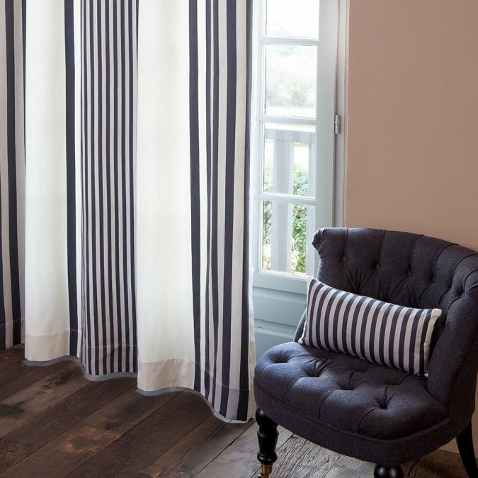 Rideau En Coton Ainhoa Réglisse – Maison Jean-Vier serapportantà Rideaux Basque