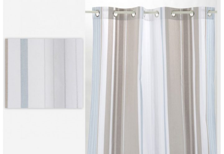 Rideau En Coton Bayadère Taupe Et Bleu Ciel A Anneaux dedans Rideaux Bleu Ciel Rideau En Coton Bayadère Taupe Et Bleu Ciel A Anneaux dedans Rideaux Bleu Ciel