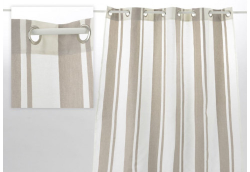Rideau En Coton Toile À Matelas Blanc Et Taupe Avec avec Rideau Taupe Et Blanc