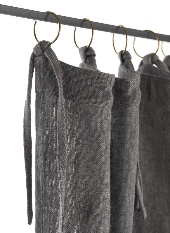 Rideau En Gros Lin Épais 100% Lin Naturel Couleur Gris avec Rideau Epais