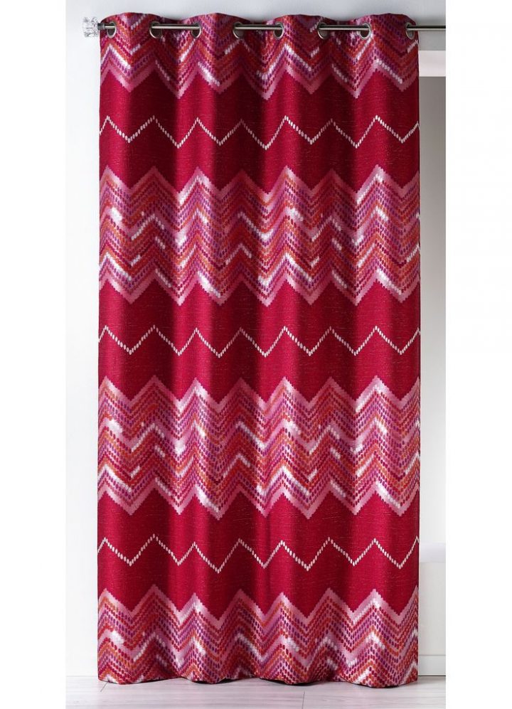 Rideau En Jacquard À Motifs "Chevron" (Framboise pour Rideaux Framboise