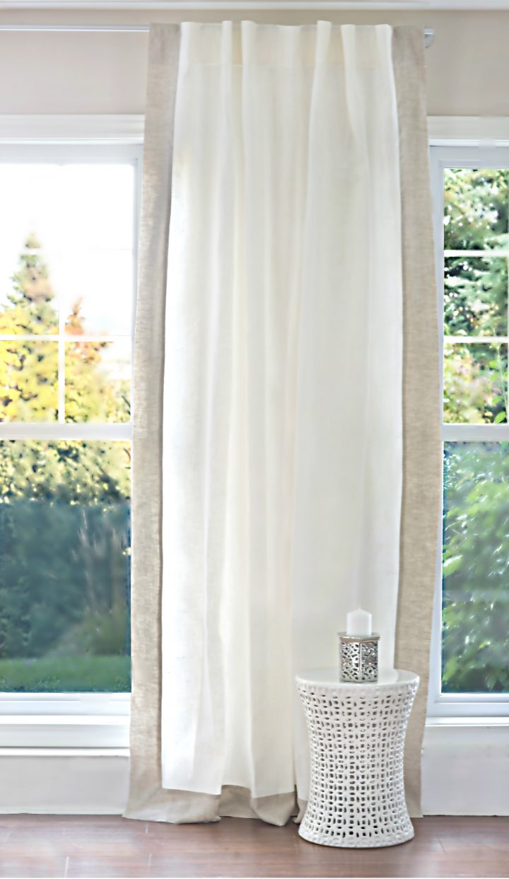 Rideau En Lin- Blanc Et Naturel Pâle – Pur Lin & Cie concernant Rideau Lin Leroy Merlin