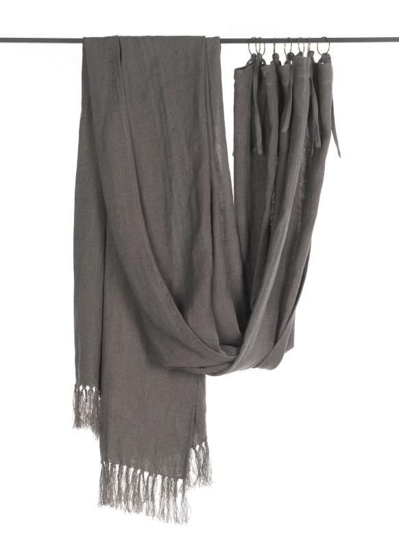 Rideau En Lin Très Épais Doté De Frange – Gris | Rideaux destiné Rideau En Lin Gris