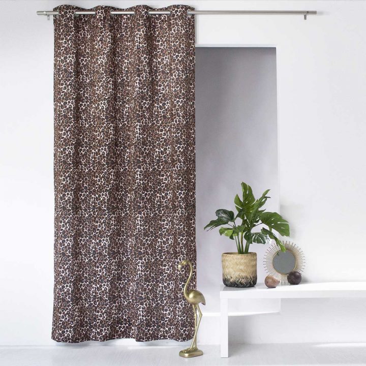 Rideau En Velours Imprimé Léopard (Bleu Vert), (Corail avec Rideau Enfant Vert