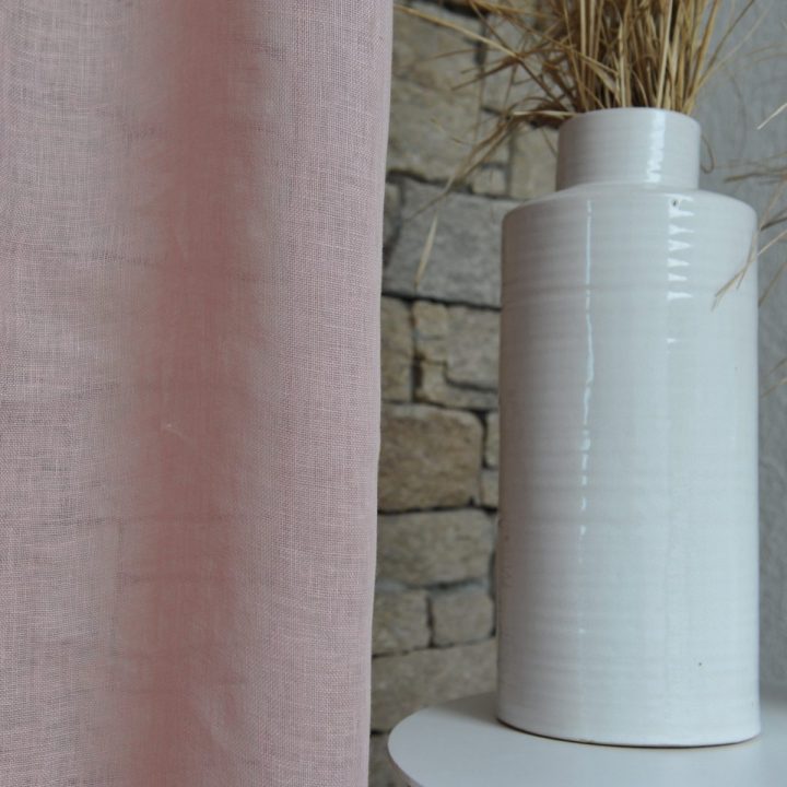 Rideau En Voile De Lin Rose Poudré – Le Monde De Rose encequiconcerne Rideau Rose Poudré