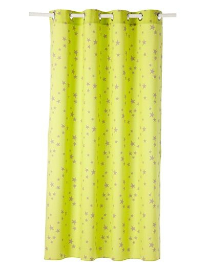 Rideau Enfant Bâchette Finition Oeillets Vert Imp. Taupe dedans Rideau Enfant Vert