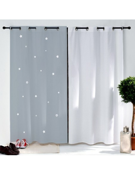 Rideau Enfant: Gris Etoiles destiné Rideau Enfant Fille