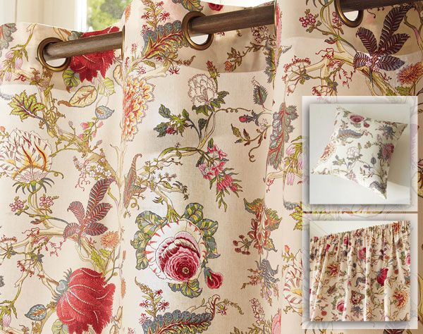 Rideau Et Coussin À Grandes Fleurs Perses | Rideaux destiné Rideaux Fleuris