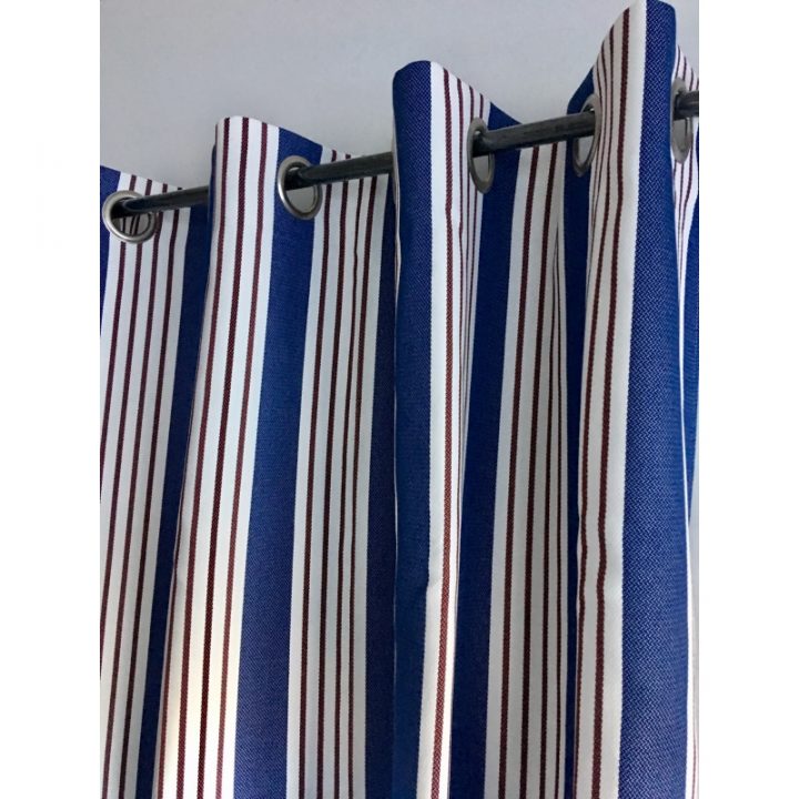 Rideau Extérieur Haute Résistance Rayé Marine Et Bordeaux serapportantà Rideaux Sur Mesure Bordeaux