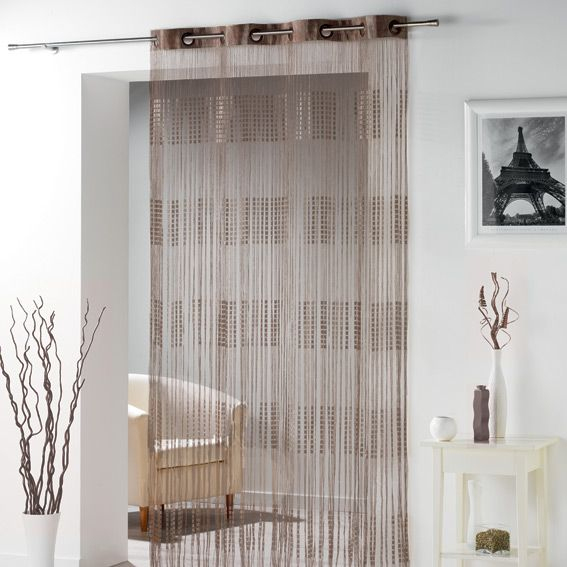 Rideau Fils À Oeillets (Largeur 140 Cm) Spaghetti Chocolat tout Rideaux De Fils Rideau Fils À Oeillets (Largeur 140 Cm) Spaghetti Chocolat tout Rideaux De Fils