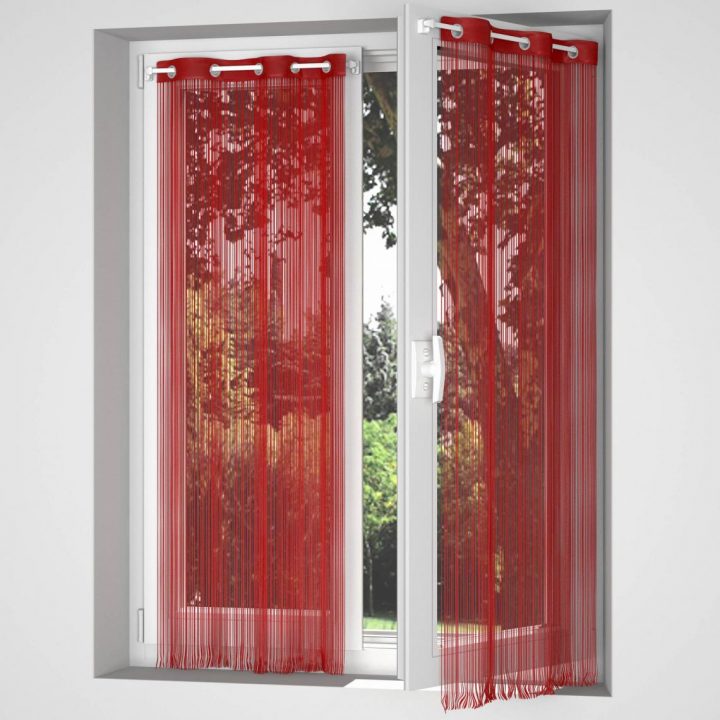 Rideau Fils À Oeillets – Rouge | 3 Suisses encequiconcerne Rideau Fil Blanc