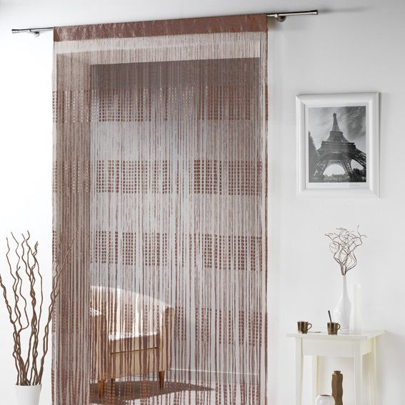 Rideau Fils (Largeur 90 Cm) Spaghetti Chocolat – Rideau tout Rideaux À Fils