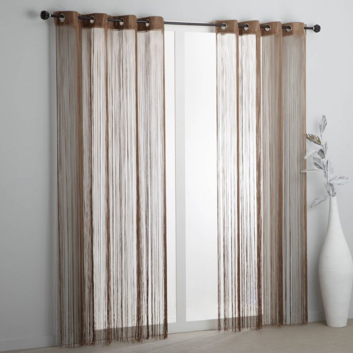 Rideau Fils Uni À Oeillets – Taupe – 3Suisses Collection serapportantà Rideau En Fil