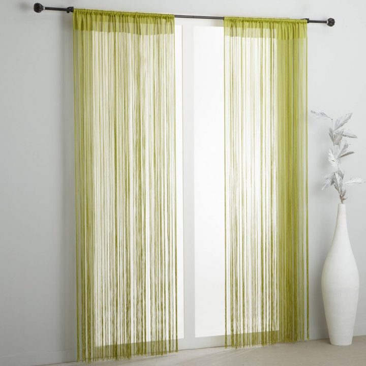 Rideau-Fils Uni Passe-Tringle – Vert Pistache – 3Suisses pour Rideau Passe Tringle