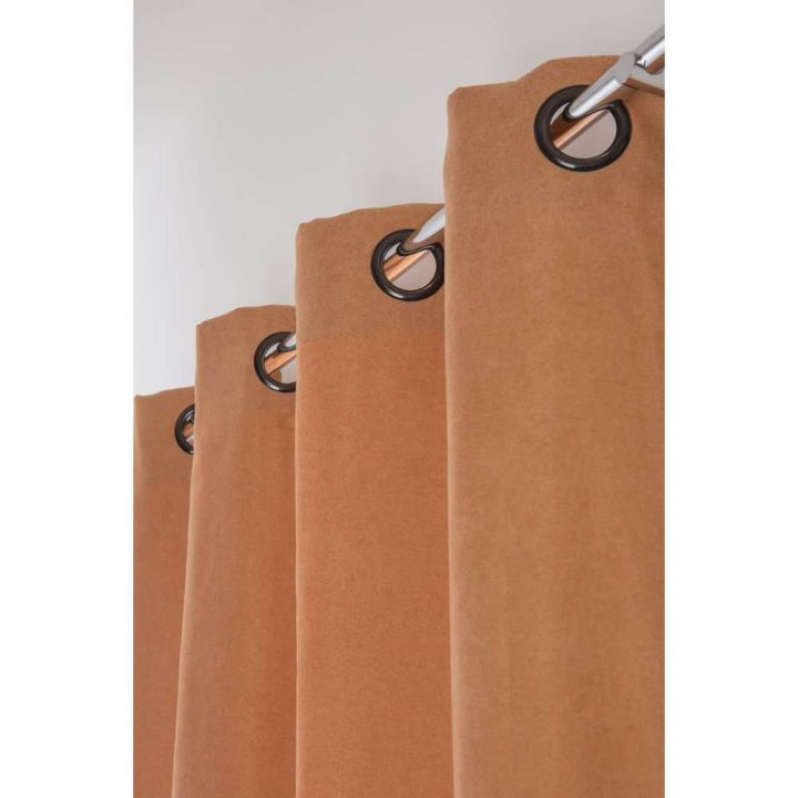 Rideau Grande Hauteur 140 X 280 Cm Couleur Rouille tout Rideaux Grande Hauteur