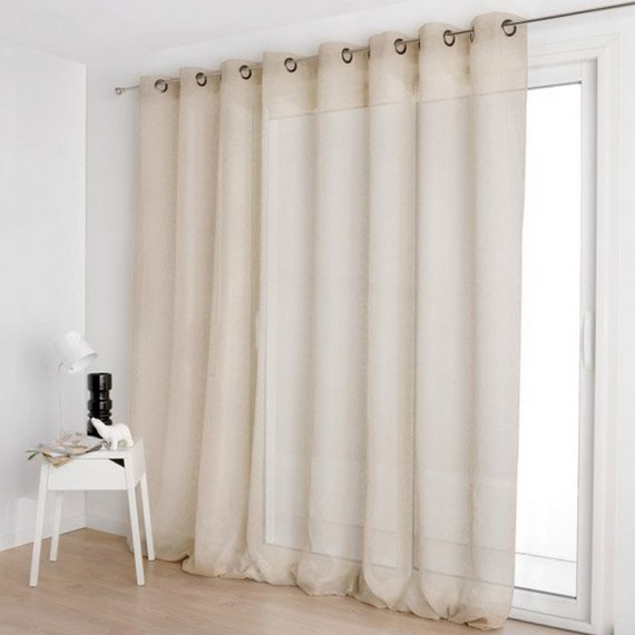 Rideau Grande Largeur À Oeillets Mi-Lin Kaolin (300X250 Cm intérieur Rideaux 300 Cm