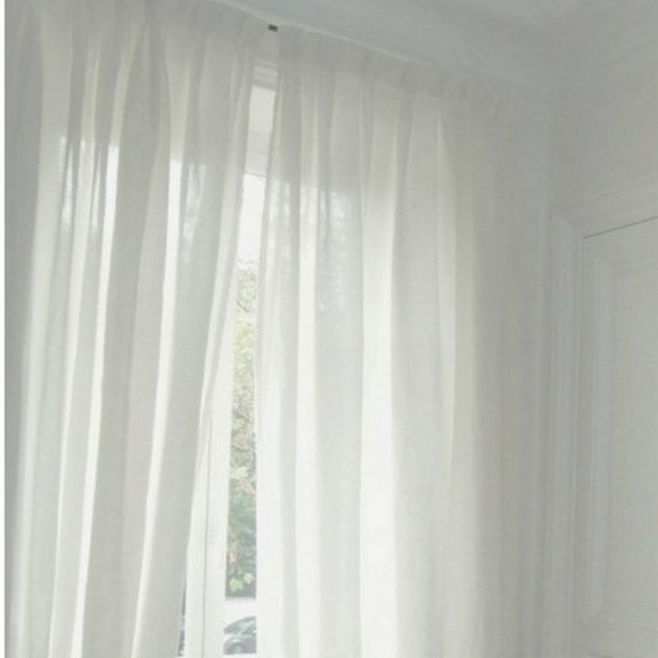 Rideau Grande Largeur Voile De Lin Sur Galon Fronceur à Rideau En Lin Blanc