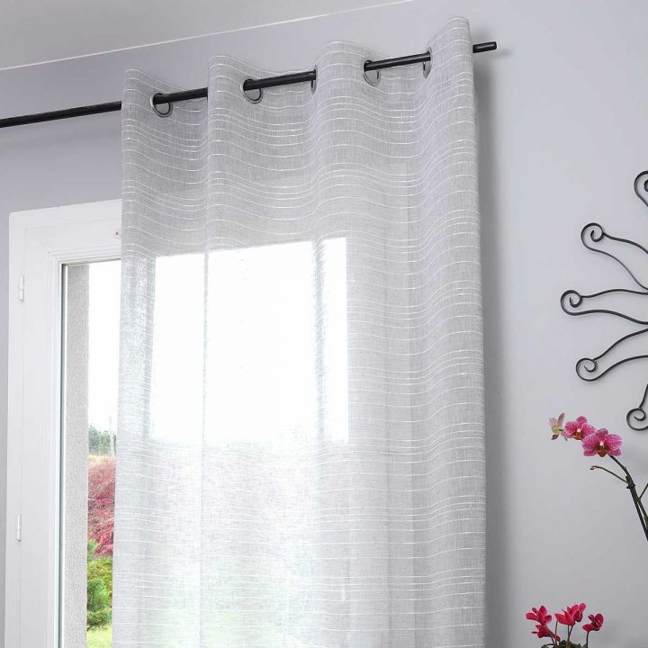 Rideau Gris Effet Lin Scintillant Celian 135X260 Cm | Kalico concernant Rideau Effet Lin