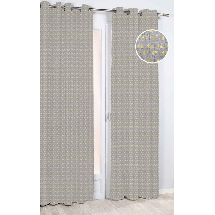 Rideau Imprimé "Composition Géométrique" (Jaune/Gris concernant Rideau Forme Geometrique