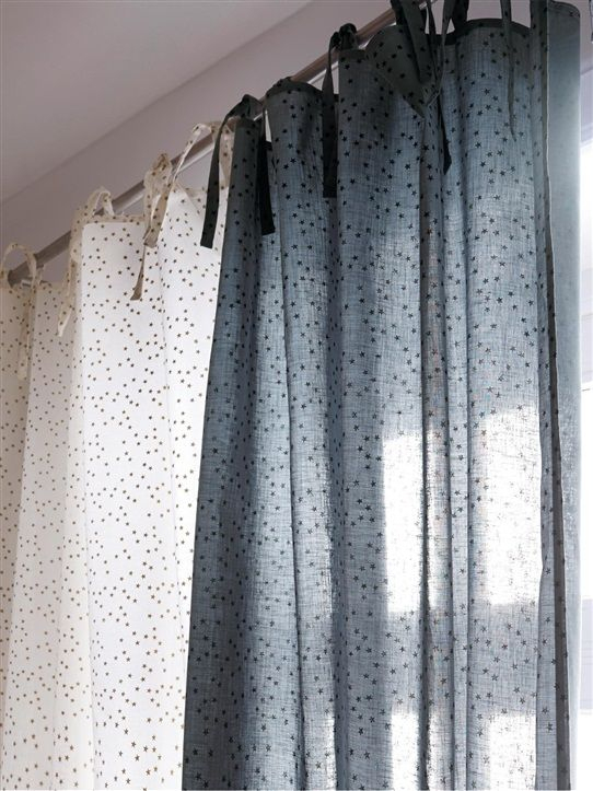 Rideau Imprimé En Coton Léger Blanc/ Etoiles Dorees+Bleu destiné Rideau Leger Rideau Imprimé En Coton Léger Blanc/ Etoiles Dorees+Bleu destiné Rideau Leger