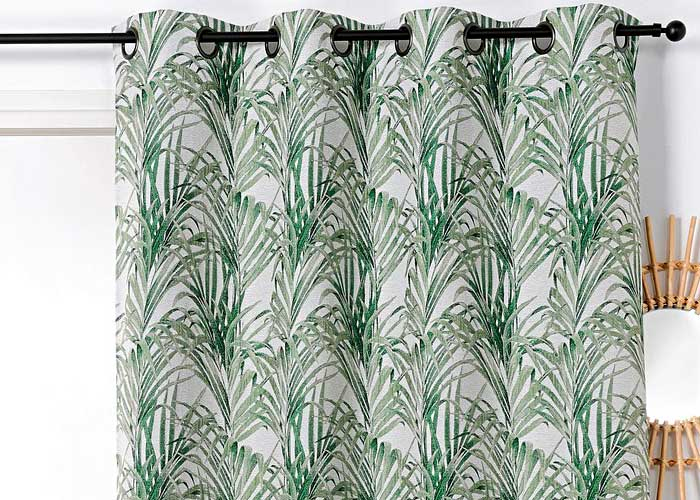Rideau Imprimé Feuillage Exotique Tropico 135X250 Cm Prêt tout Rideaux Feuillage Tropical