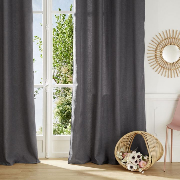 Rideau Isolant Noa – 140 X 260 Cm – Gris Foncé – Decoandgo à Rideau Gris Foncé