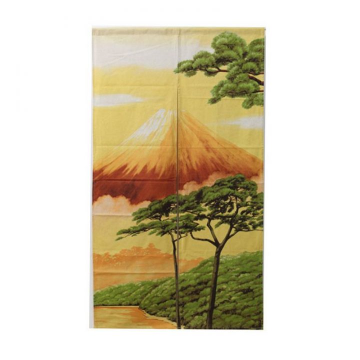 Rideau Japonais Noren, Paysage Mont Fuji Et Pin à Rideau Japonais Design