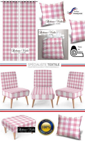 Rideau Large Carreaux Vichy Rose Imprimé | Rideaux destiné Rideau Vichy Rideau Large Carreaux Vichy Rose Imprimé | Rideaux destiné Rideau Vichy