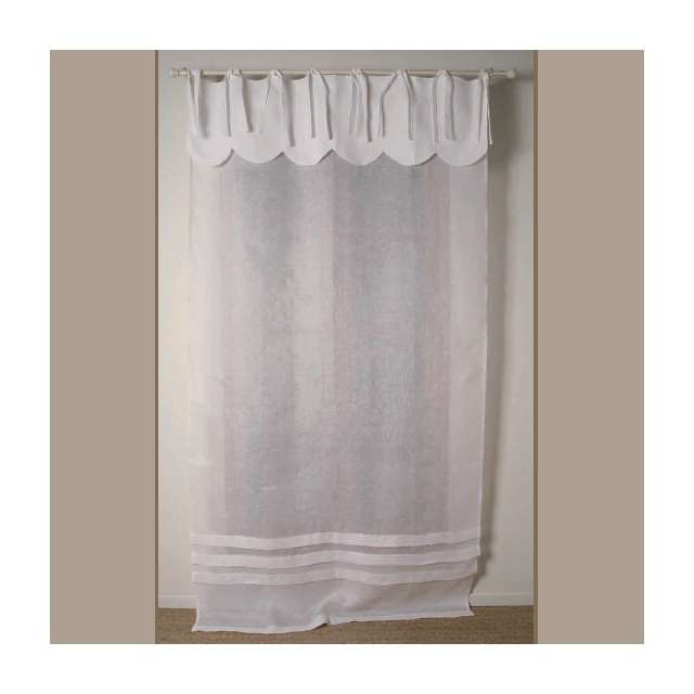 Rideau Lin Blanc Et Cantonnière Feston Décoration De Charme dedans Rideau En Lin Blanc