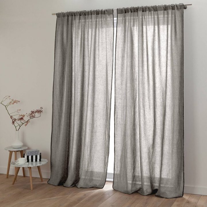 Rideau Lin Lavé Stone Wash Et Coton Zilia Harmony – Gris destiné Rideau Gaze De Lin