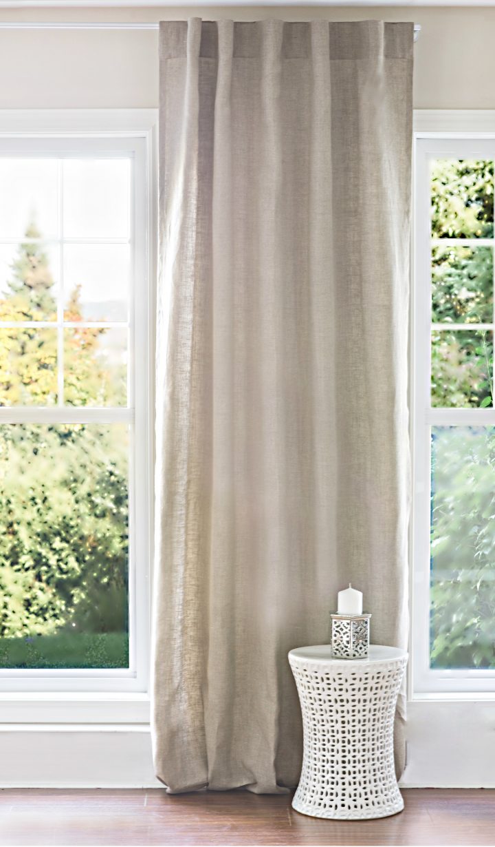 Rideau Lin Naturel intérieur Rideaux Courts