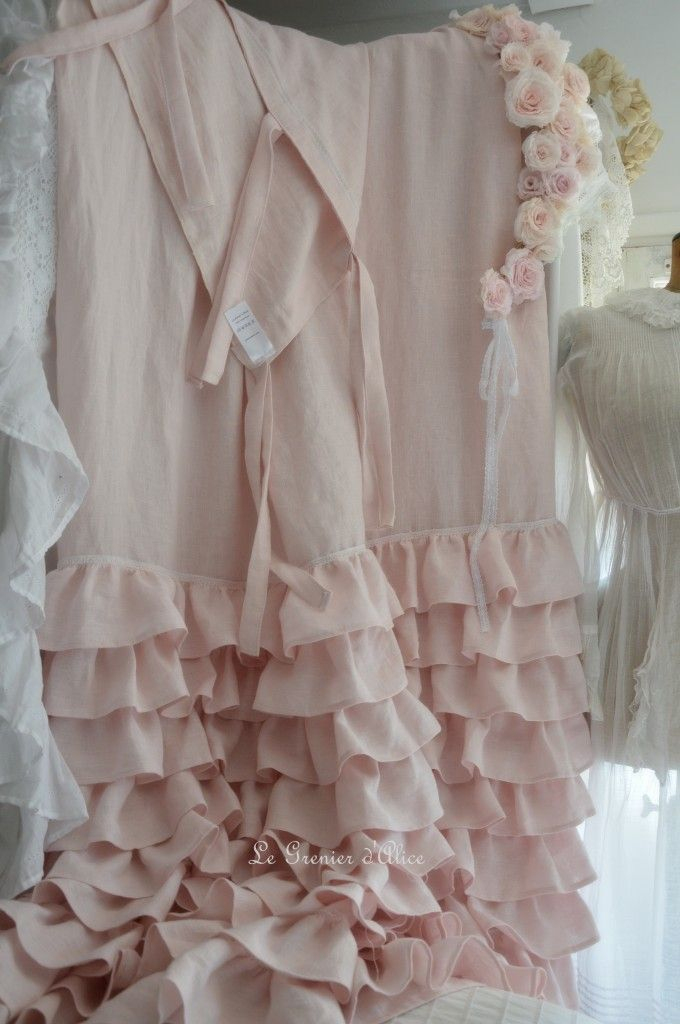 Rideau Lin Rose Poudré Volants Ruffle Rideau Shabby Chic serapportantà Rideaux Shabby Chic