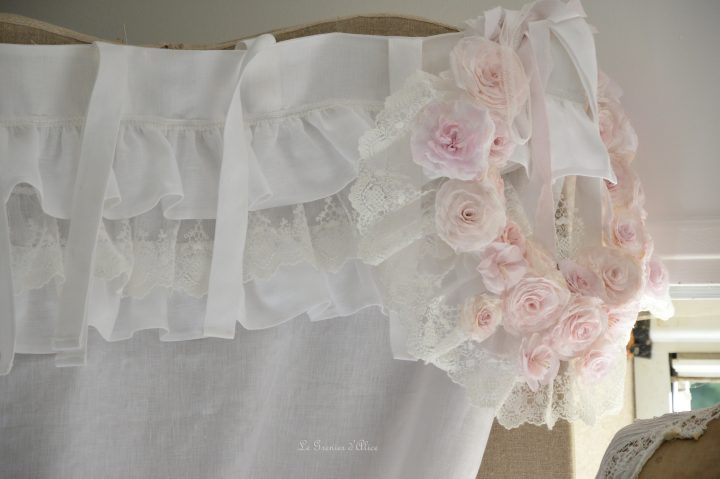 Rideau Lin Volant Dentelle Blanche | Le Grenier D'Alice encequiconcerne Rideaux Occultants Blanc