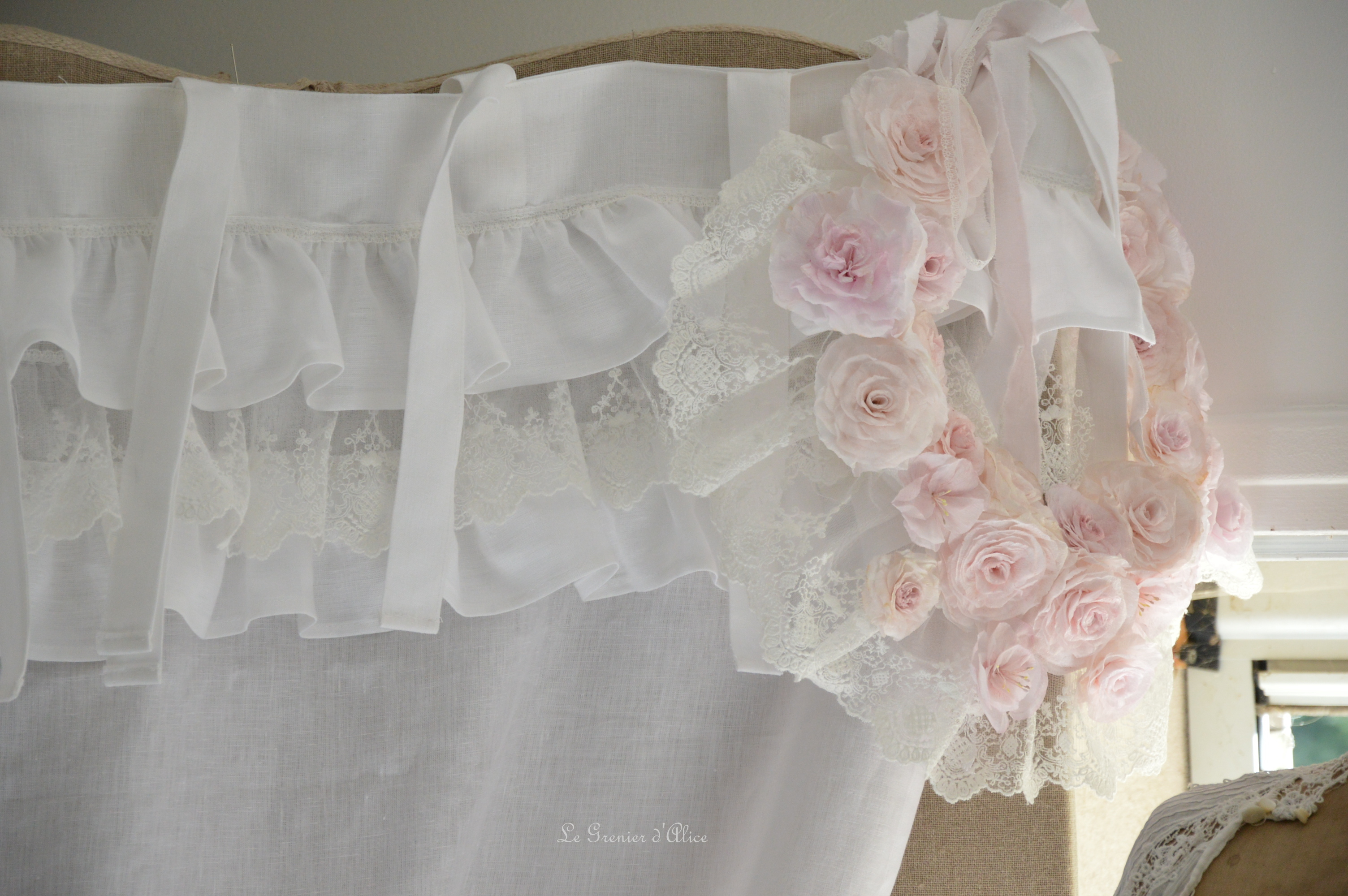 Rideau Lin Volant Dentelle Blanche Le Grenier D Alice Encequiconcerne Rideaux Occultants Blanc Agencecormierdelauniere Com Agencecormierdelauniere Com