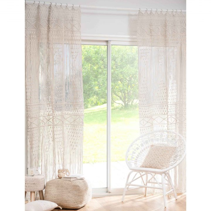 Rideau Macramé En Coton Écru À L'Unité 105X250 destiné Rideau Macramé Diy