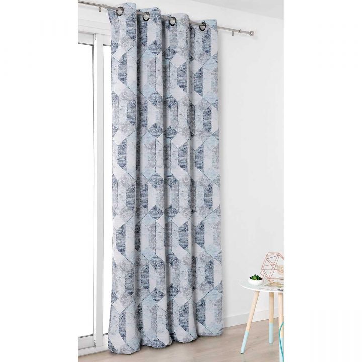 Rideau Obscurcissant À Motifs Géométriques Effet 3D (Bleu avec Rideau Motif Geometrique Rideau Obscurcissant À Motifs Géométriques Effet 3D (Bleu avec Rideau Motif Geometrique