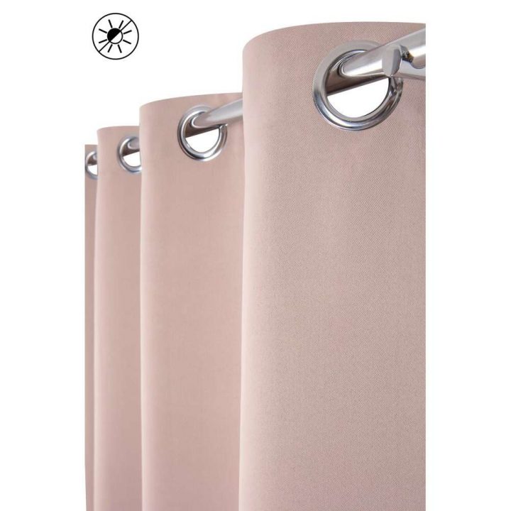 Rideau Occultant 135 X 160 Cm Uni Rose Clair – Rideau But tout Rideau Hauteur 160