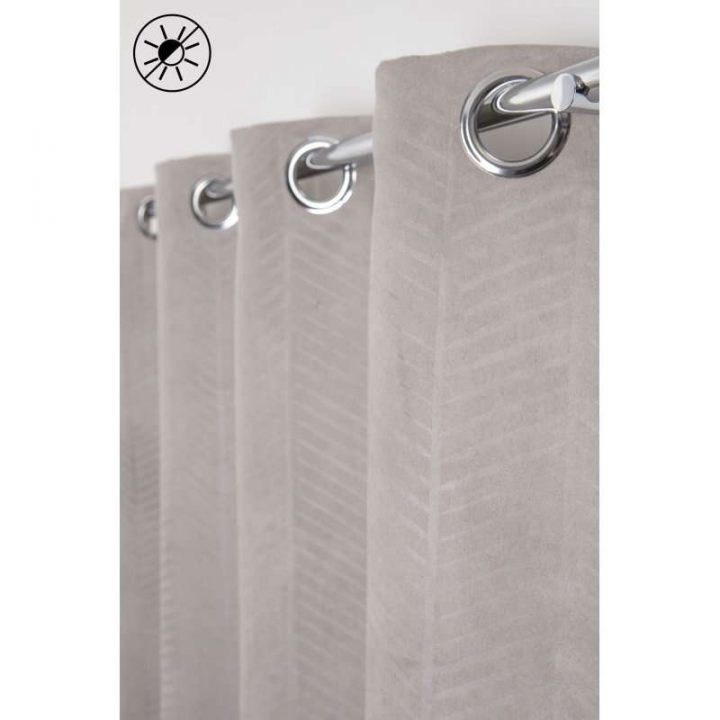 Rideau Occultant 135 X 240 Cm Suédine Estampillé Motifs encequiconcerne Rideau Occultant Ecru