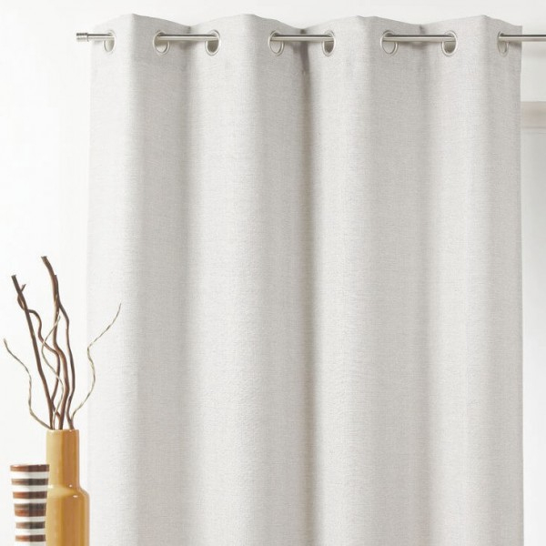 Rideau Occultant (140 X 260 Cm) Faux Uni Ecru – Rideau destiné Rideaux Courts Occultants