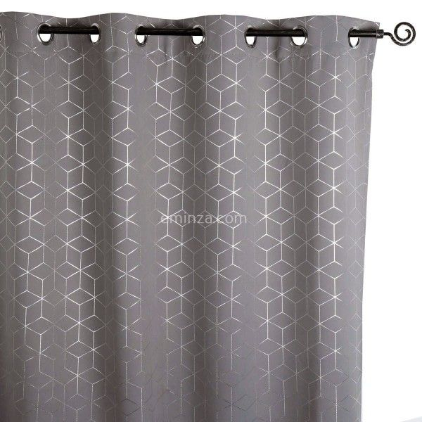Rideau Occultant (140 X H250 Cm) Metallia Gris – Rideau dedans Rideau Gris Noir