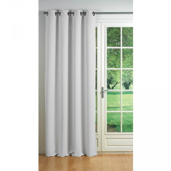Rideau Occultant À Oeillets Carrés Uni Gris Clair – Rideau serapportantà Rideau Perle Gifi