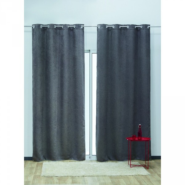 Rideau Occultant À Œillets Effet Cuir Gris – Rideau intérieur Rideau Occultant Gifi