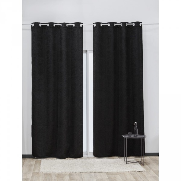 Rideau Occultant À Œillets Effet Cuir Noir – Rideau encequiconcerne Rideau Occultant Gifi