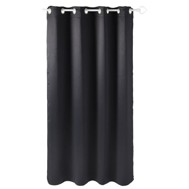Rideau Occultant À Oeillets Inox Uni Noir 140X180 Cm tout Rideau Occultant Thermique Gifi