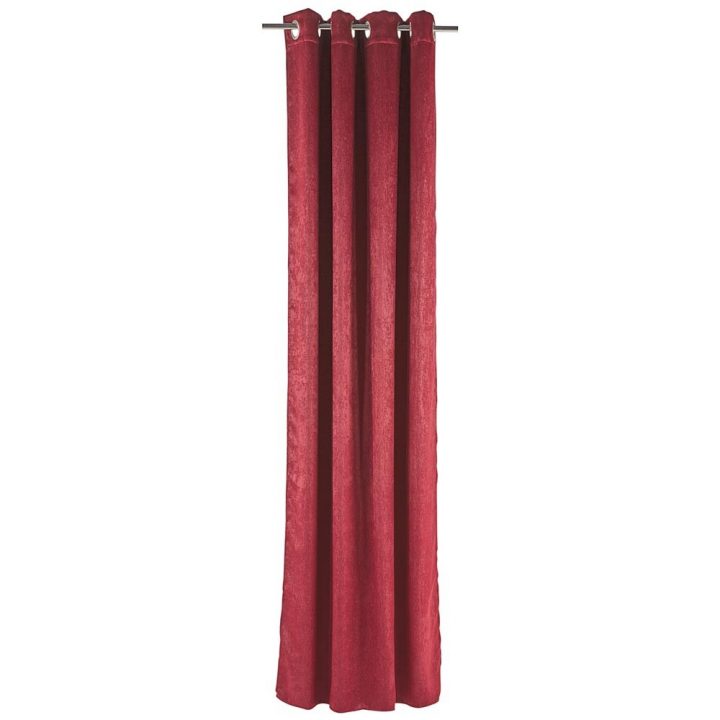 Rideau Occultant À Oeillets Inox Uni Rouge 140X260 Cm avec Rideau Occultant Thermique Gifi