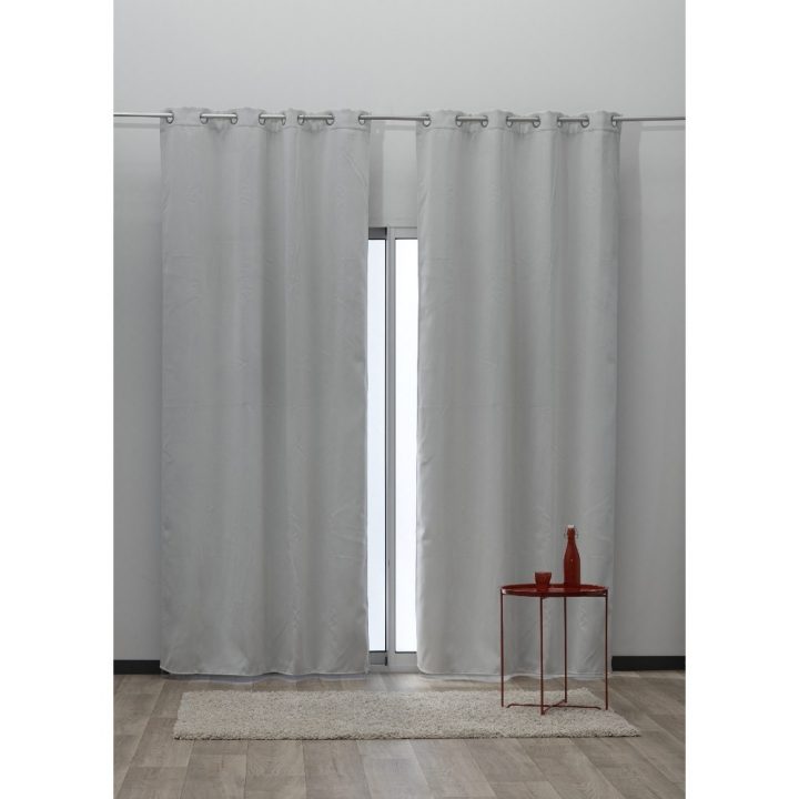 Rideau Occultant À Œillets Polaire Gris Clair – Rideau intérieur Rideau Doublé Polaire