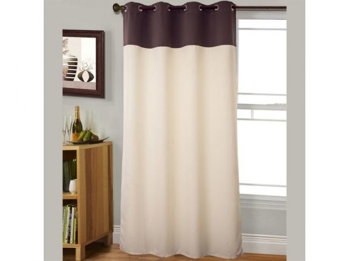 Rideau Occultant Bicolore – Taupe-Ecru – Dimensions intérieur Rideau Occultant Conforama